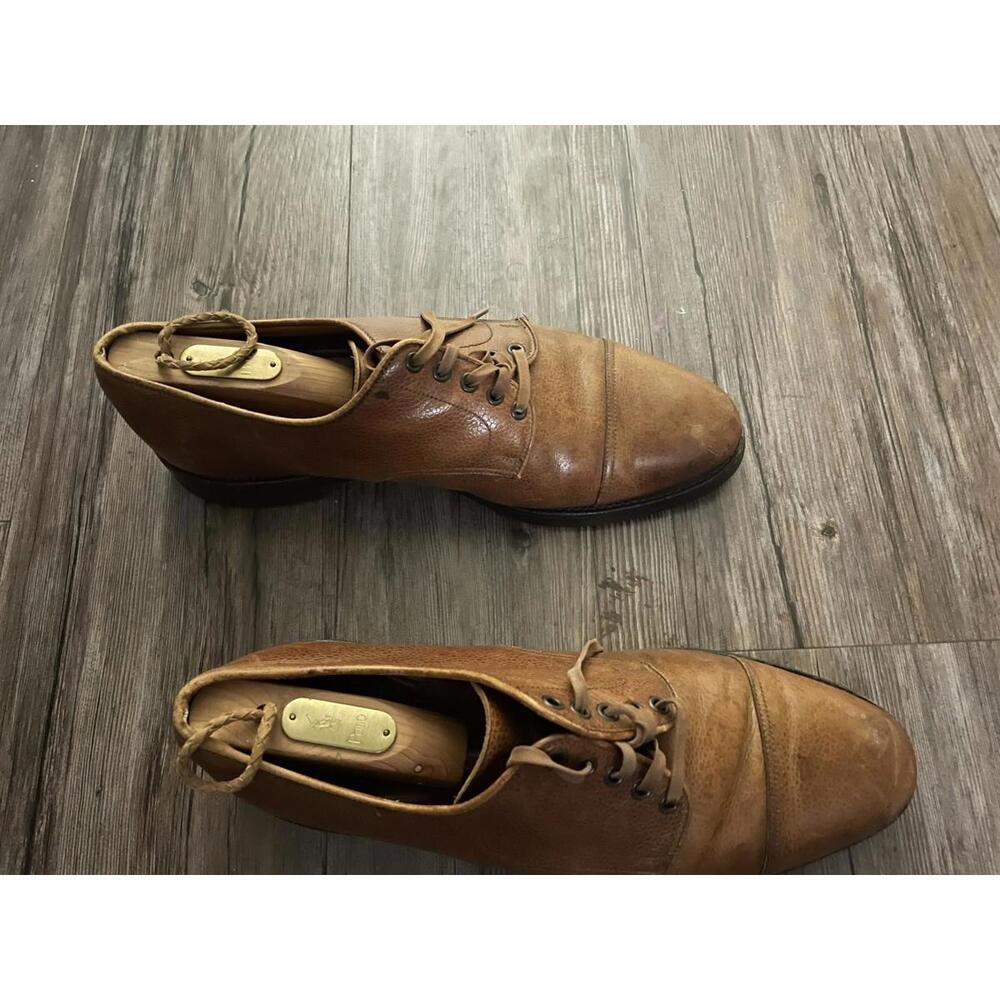 Polo Ralph Lauren Asher Captoe Oxfords Dress Shoes Brown 10 - Picture 2 of 8